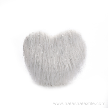 Plush silver silk heart-shaped pillow